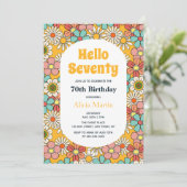 Invitation Fleur Super Hippie Retro Bonjour soixante-dix Anni (Debout devant)