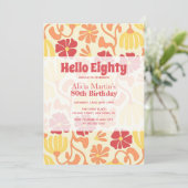 Invitation Fleur Super vintage Bonjour 80e anniversaire (Debout devant)