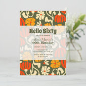 Invitation Fleur Super vintage Bonjour Soixante 60e anniversa (Debout devant)