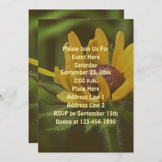 Invitation Fleur Susan aux yeux noirs (Devant / Derrière)