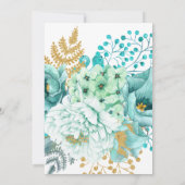 Invitation Fleur Teal Or 100e Anniversaire (Dos)