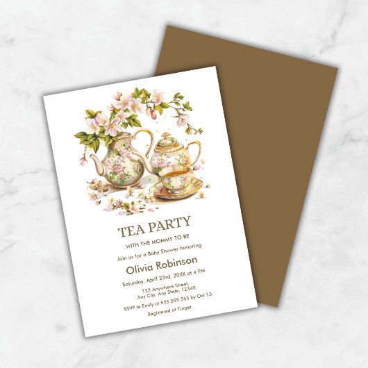 Invitation Fleur Teapot Tea Party Temps pour le Baby shower d
