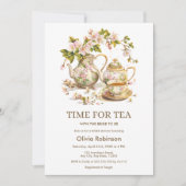 Invitation Fleur Teapot Time pour Tea Photo Fête des mariées (Devant)