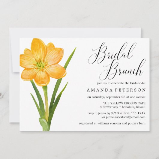 Invitation Fleur tendance JAUNE CROCUS mariage Brunch nuptial (Devant)