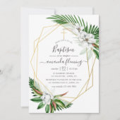 Invitation Fleur tropicale baptême aquarelle (Devant)