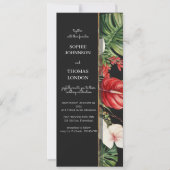 Invitation Fleur tropicale et mariage feuille couleur foncé (Devant)