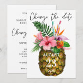 Invitation Fleur tropicale hawaïenne Changer la date d'ananas (Devant / Derrière)