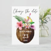 Invitation Fleur tropicale hawaïenne Coco Changer la date (Debout devant)