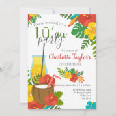Invitation Fleur tropicale Luau (Devant)