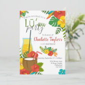 Invitation Fleur tropicale Luau (Debout devant)