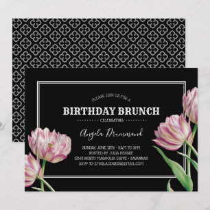 Invitation Fleur Tulip Anniversaire Brunch Noir