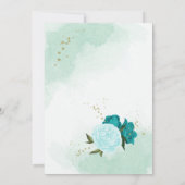 Invitation fleur turquoise vert feuilles anniversaire (Dos)