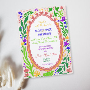 Invitation Fleur Unique Fantaisiste Doodle Dessinée à la Main