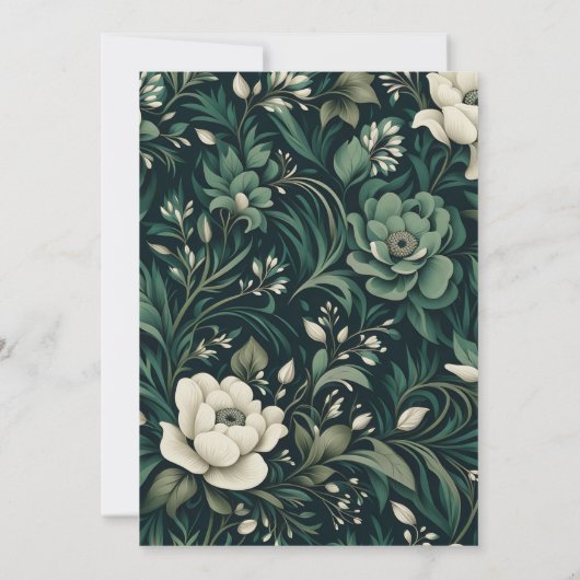 Invitation Fleur vert émeraude foncé (Dos)