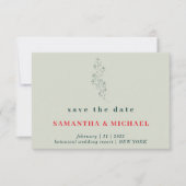 Invitation Fleur Vert Rouge Boho Rustique Sauvegarder date Ma (Devant)