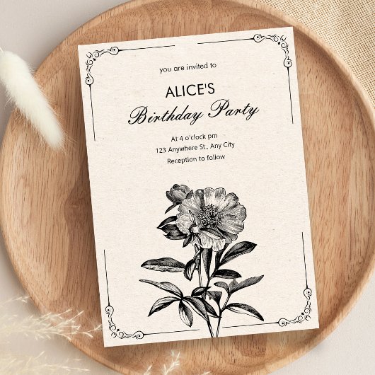 Invitation Fleur vintage