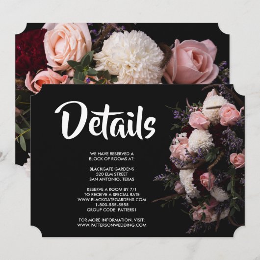 Invitation Fleur vintage foncée   (Devant / Derrière)