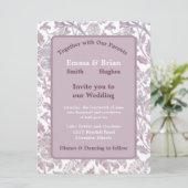 Invitation Fleur vintage mauve  (Debout devant)