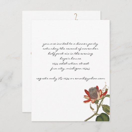 Invitation Fleur vintage Passion (Devant / Derrière)