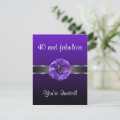 Invitation Fleur violet Argent Fabuleux 40e (Debout devant)