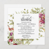 Invitation Fleur violet rustique blanc Fête des mariées de ma (Devant / Derrière)