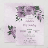 Invitation fleur violet verdure anniversaire botanique (Devant / Derrière)