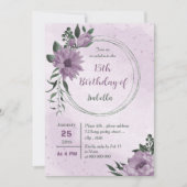 Invitation fleur violet verdure anniversaire botanique (Devant)