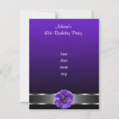 Invitation Fleur Violette Argent Fabuleux 40ème (Dos)