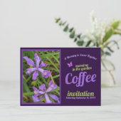 Invitation Fleur Violette Café Matin Jardin Célébration Sip (Debout devant)