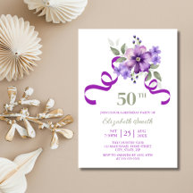Fleur Violette Élégante Ruban Violet Anniversaire