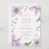 Invitation Fleur violette florale (Devant)