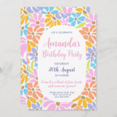 Invitation Fleur vive Jour d'anniversaire (Devant / Derrière)