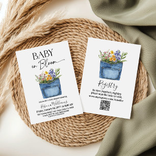 Invitation Fleur Western Denim Pocket Bébé en Fleur Shower