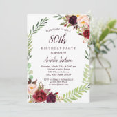 Invitation Fleur Wreath Bourgogne 80e anniversaire (Debout devant)