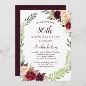 Invitation Fleur Wreath Bourgogne 80e anniversaire (Devant / Derrière)