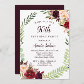 Invitation Fleur Wreath Bourgogne 90e anniversaire (Devant / Derrière)