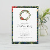 Invitation Fleur Wreath Plaid Christmas Party Tartan (Debout devant)