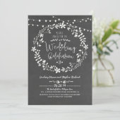 Invitation Fleur Wreath Rustic String Lumières Mariage Invite (Debout devant)