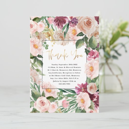 Invitation fleuri élégant merci (Debout devant)