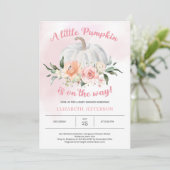 Invitation Fleuri rose doux, un petit baby shower citrouille (Debout devant)