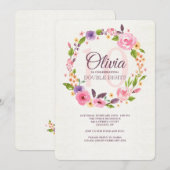 Invitation Fleurie Aquarelle Colorée (Devant / Derrière)