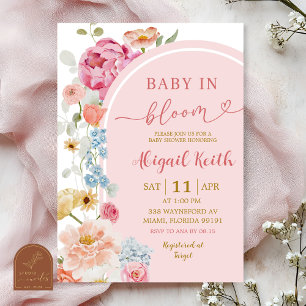 Invitation Fleurie Colorée pour Bébé de Printemps