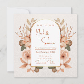 Invitation Fleurie de Mariage pour Sauvegarder la 