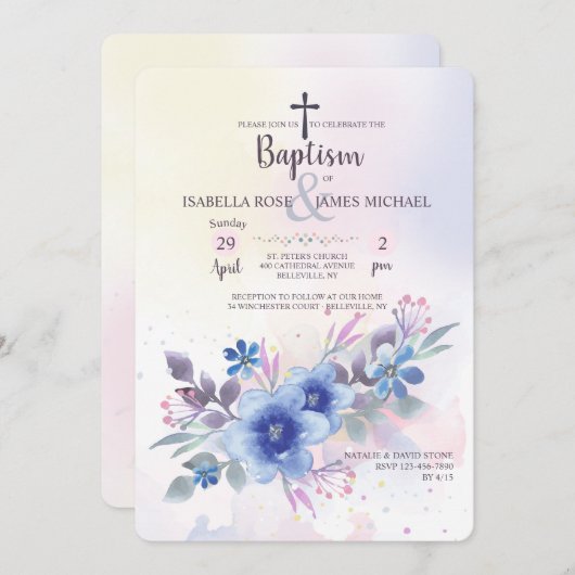 Invitation Fleurie de Saphir (Devant / Derrière)