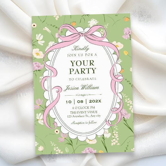 Invitation Fleurie douce vintage