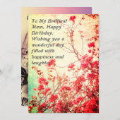 Invitation fleurie élégant joyeux anniversaire brillant mam (Devant / Derrière)