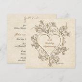 Invitation Fleurie en Or pour le 50e Anniversaire (Devant / Derrière)