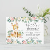 Invitation Fleurie Eucalyptus Cute Kangaroo Anniversaire (Debout devant)