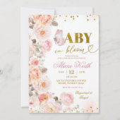 Invitation Fleurie Fleur de Bébé Rose en Fleur (Devant)