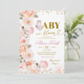 Invitation Fleurie Fleur de Bébé Rose en Fleur (Debout devant)